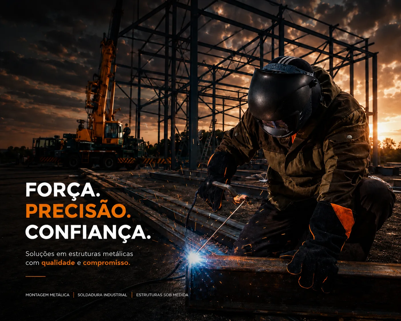Soldador profissional em trabalho industrial especializado